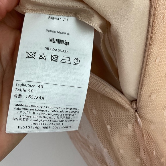 RED Valentino Bow Embellished Pleated Point D'Esprit Blush Colored Dress - Picture 10 of 10